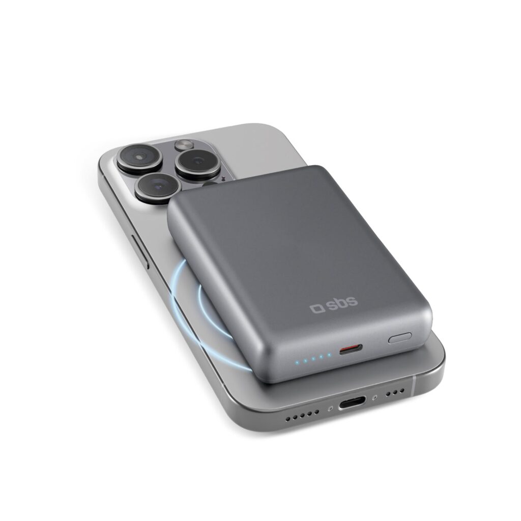SBS - SlimMag külső akkumulátor 10000 mAh, 20 W, MagSafe, PD - Szürke