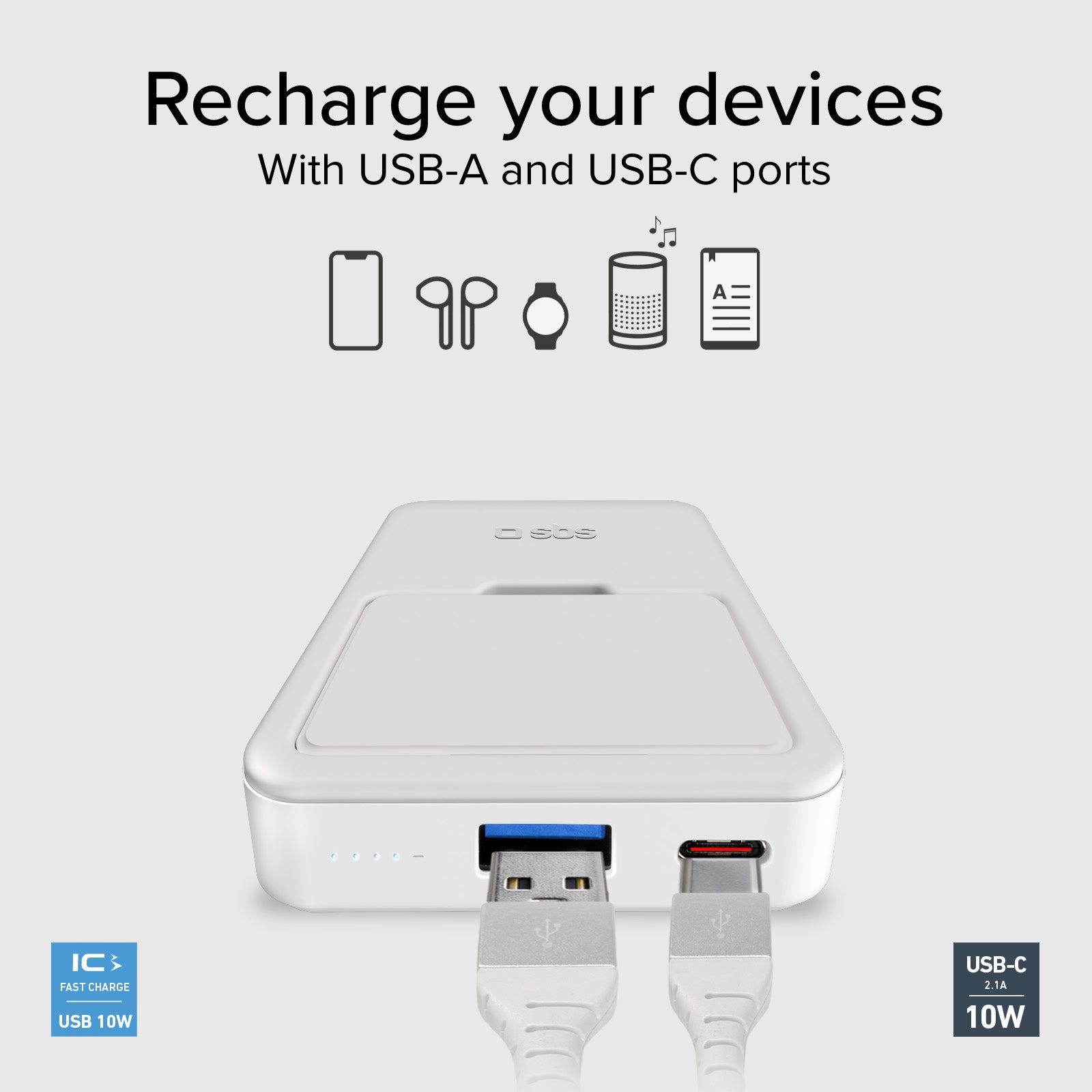 SBS - Vezeték nélküli külső akkumulátor 5000 mAh 10 W, MagSafe, Mag Power - Fehér - Image 4