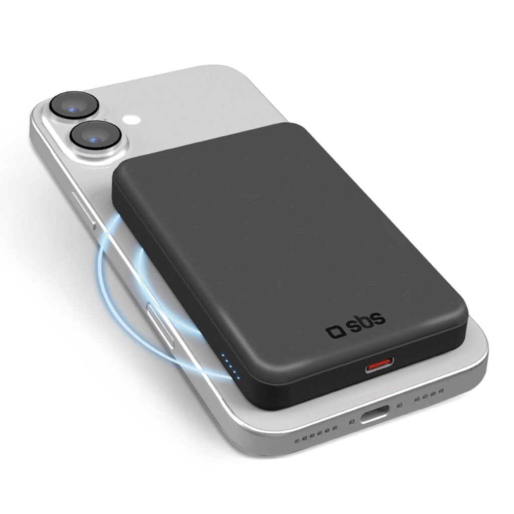 SBS - Mágneses külső akkumulátor 5000 mAh, 20 W, Qi2, PD - Fekete