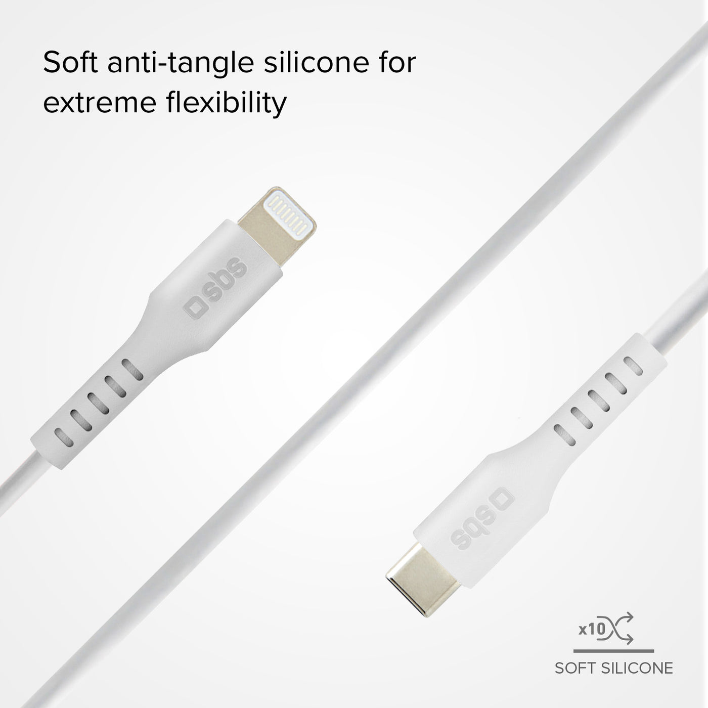 SBS - USB-C/MFI Lightning Kábel 18 W, 1m - Fehér - Image 3