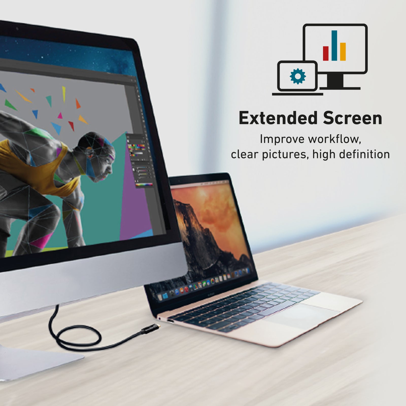 SBS - USB-C/HDMI Kábel 1,8 m - Fekete - Image 2