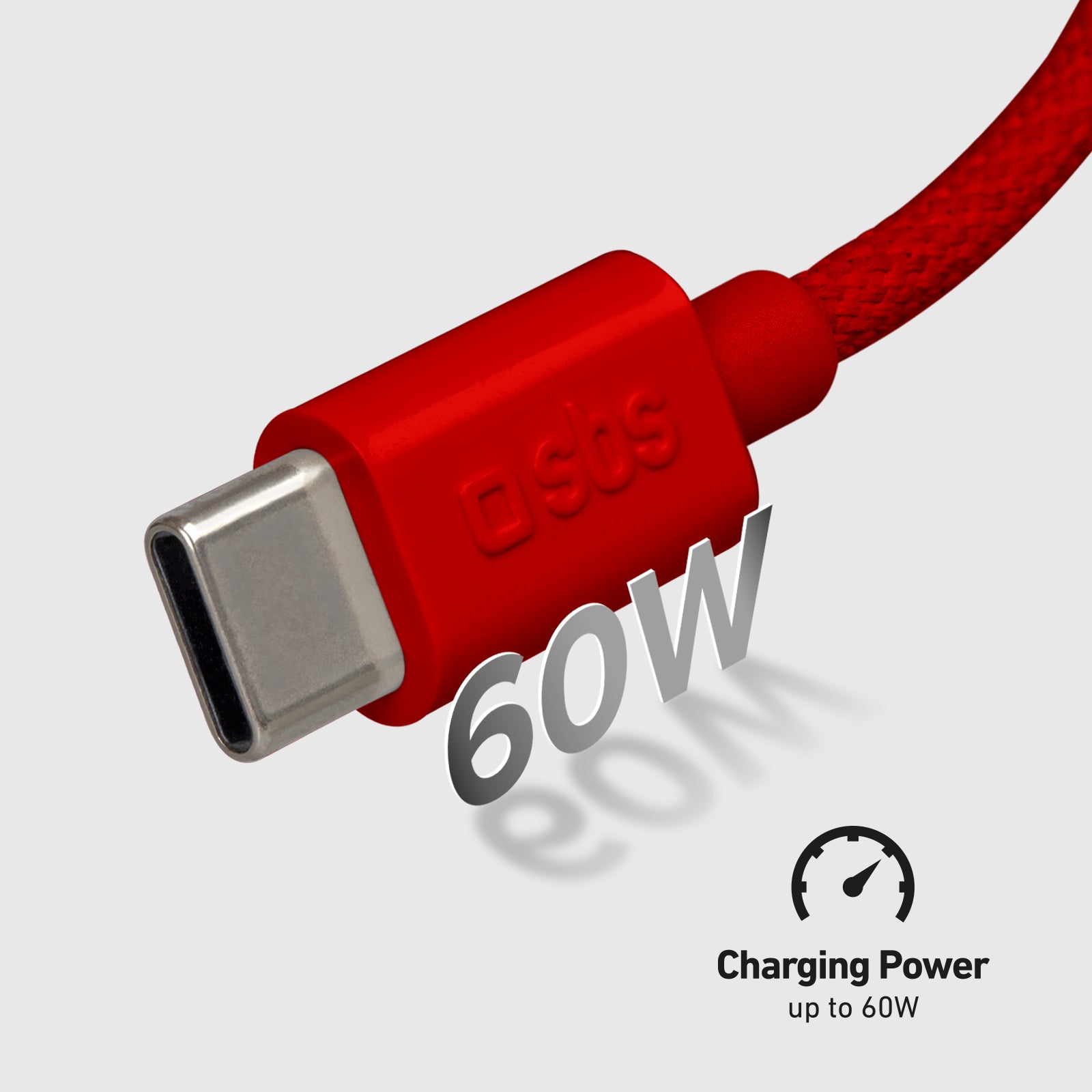 SBS - USB-C Szövet kábel 60 W, PD, 1,5 m - Piros - Image 3