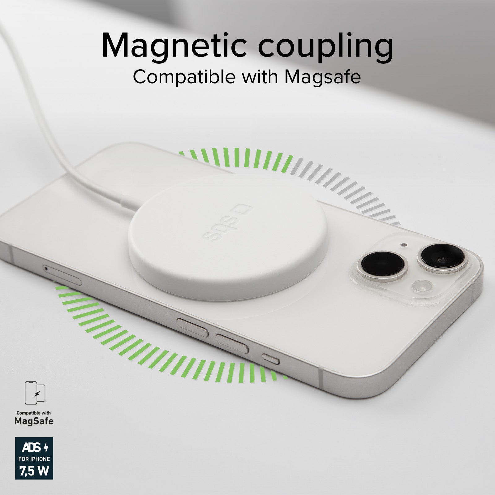 SBS - Mágneses vezeték nélküli töltő Android/iPhone, 15 W - Fehér - Image 3