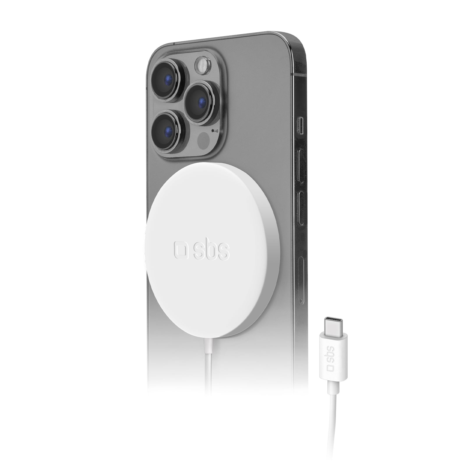 SBS - Mágneses vezeték nélküli töltő Android/iPhone, 15 W - Fehér