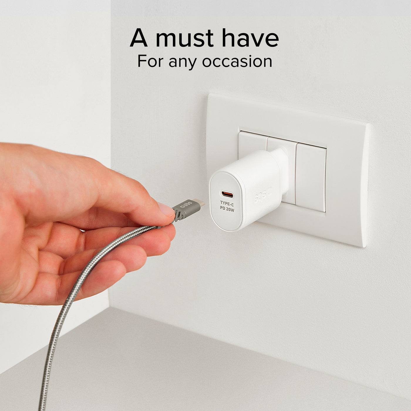 SBS - Töltőfej 1x USB-C, PD 20 W - Fehér - Image 2