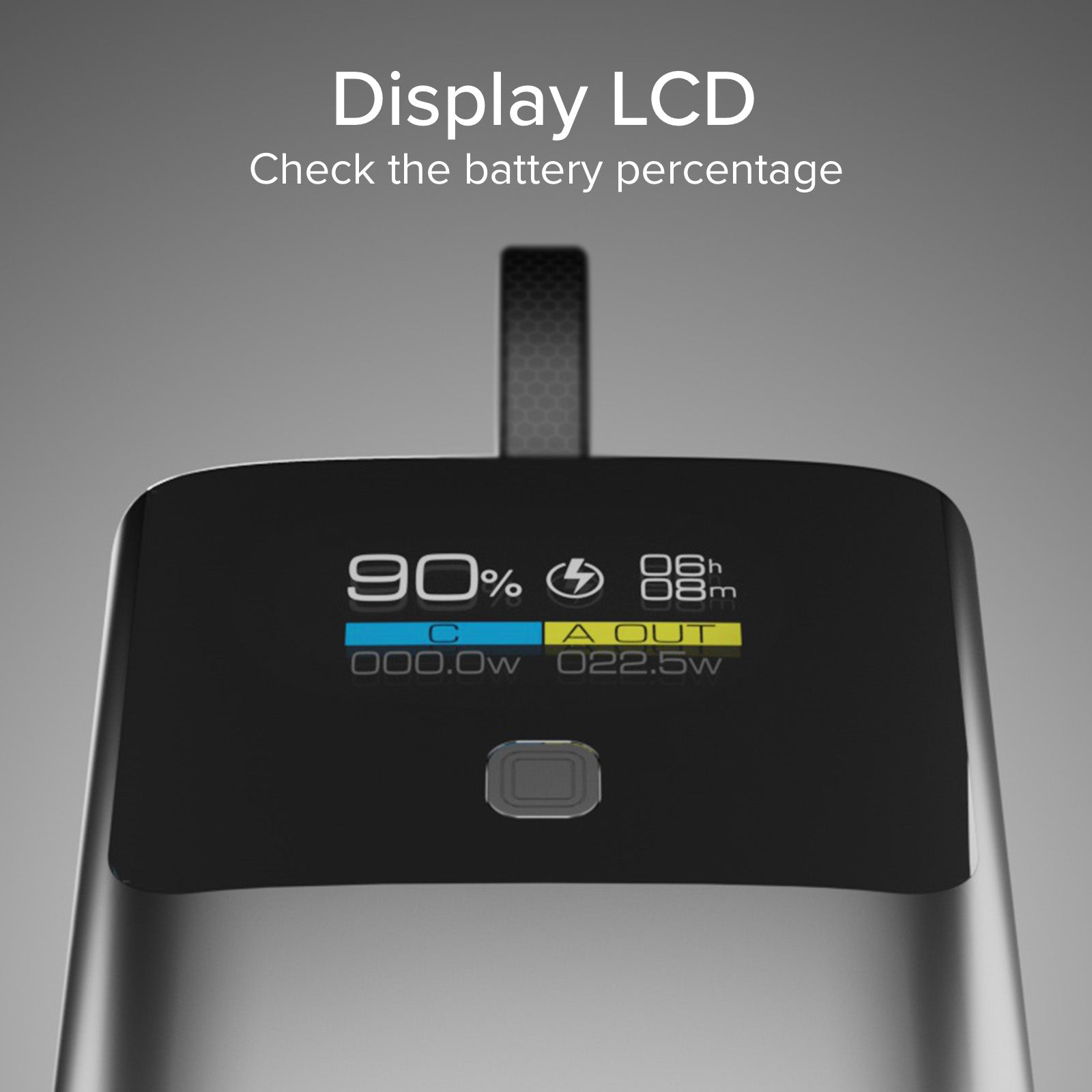 SBS - Külső akkumulátor 10000 mAh 20 W, PD, LCD, beépített kábellel, USB-C/USB-A - Fekete - Image 6