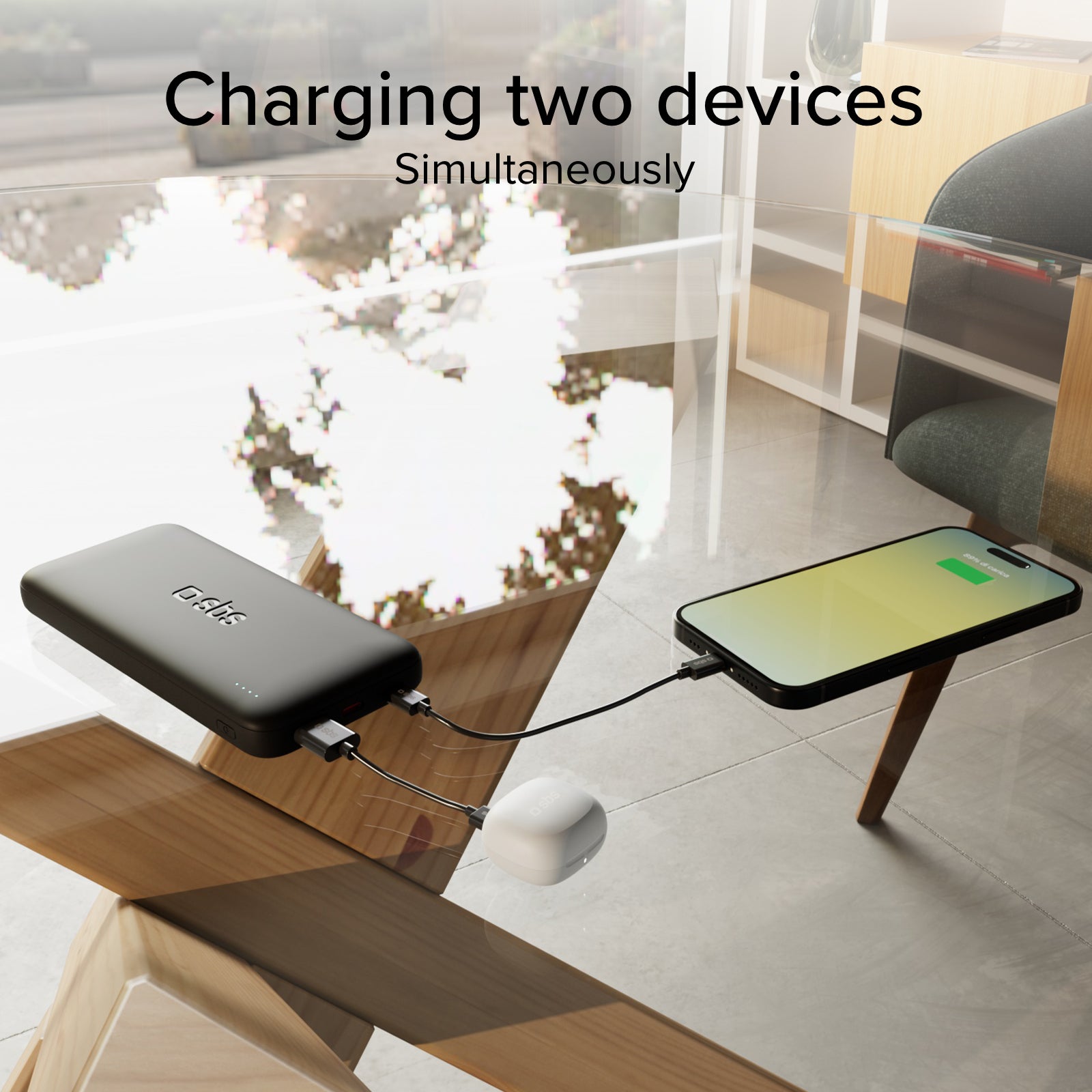 SBS - Külső akkumulátor 10000 mAh 10 W, Infinity, LiFePO4, USB-C/USB-A - Fekete - Image 9