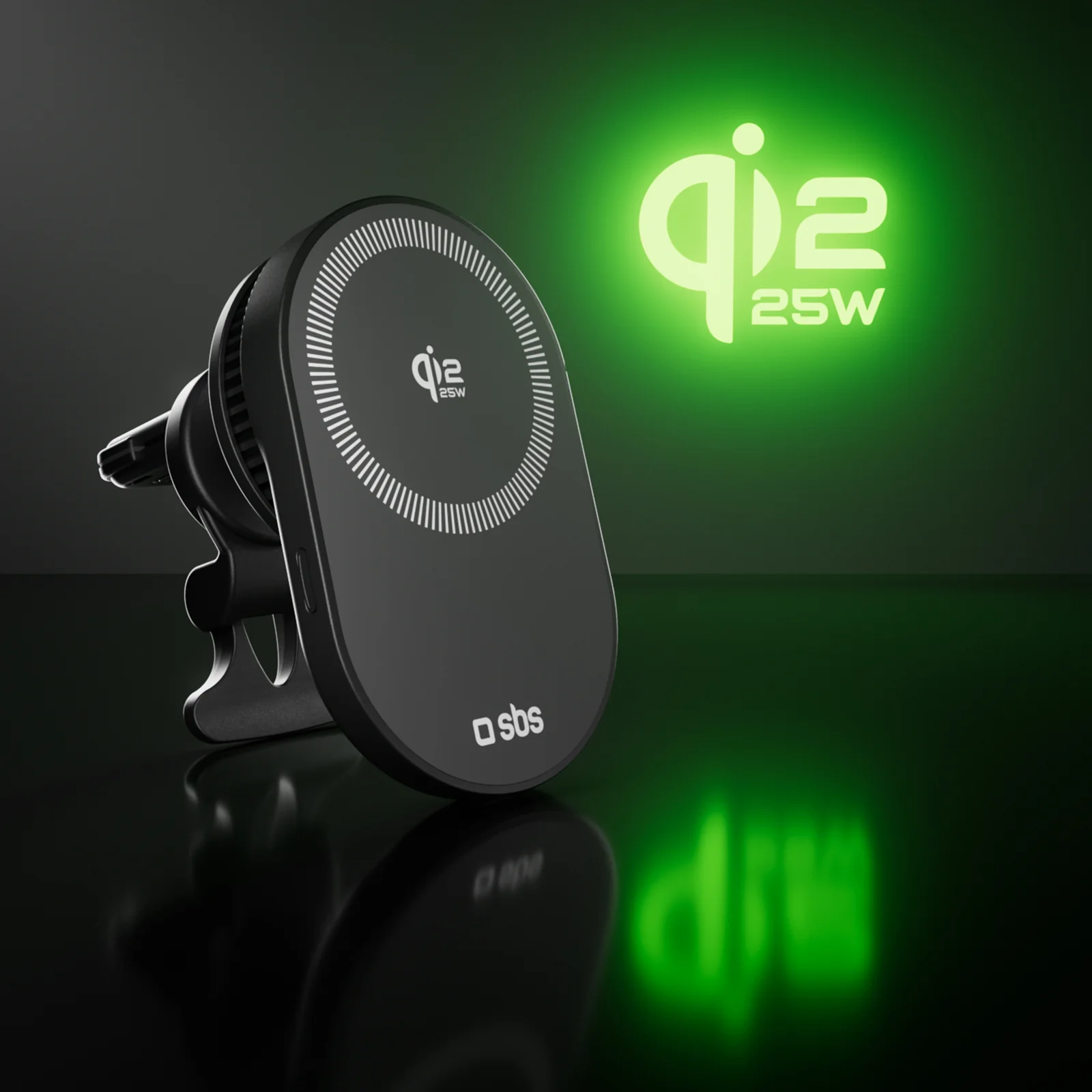 SBS - 25W Qi2.2 Magsafe autós telefontartó töltővel- Fekete - Image 2